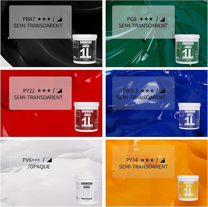 SNOWSUN Acrylic Paint Set, 6 Colors Large Bulk Acrylic Paints, Gloss Non-Toxic - Image 2