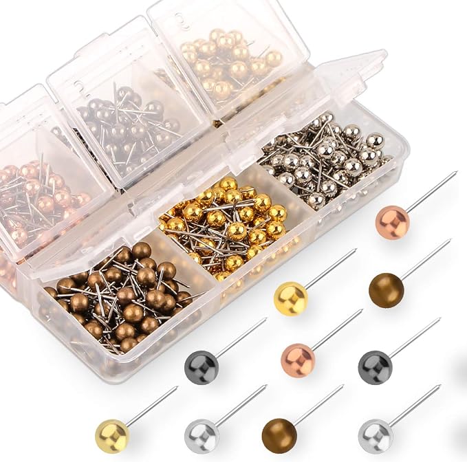 Yalis Push Pins Map Tacks 1/8-Inch Metallic Color Beads Head Marking Pins by Yalis
