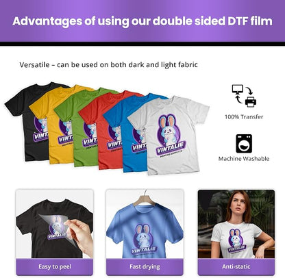 DTF Transfer Film – A4100 Sheets Premium Matte Double Sided DTF film PET - Image 4