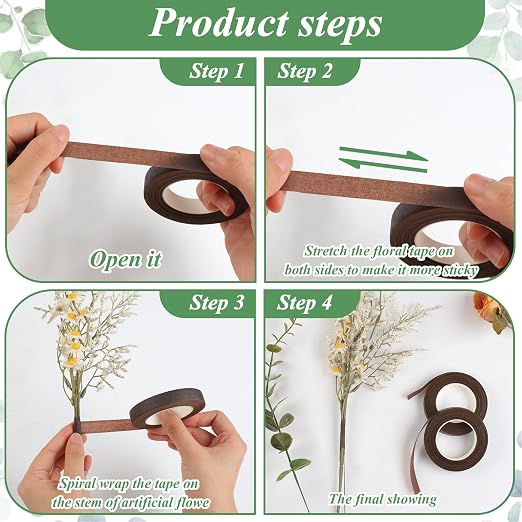 Phinus 9 Rolls Floral Tape, 1/2 Inch x 30 Yard Flower Tape, Bouquet Stem - Image 5