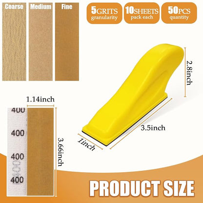 Mini Sander Kit of Detail Hand Sanding Tools and 50 PCS 80/120/180/240/400 Grit - Image 2