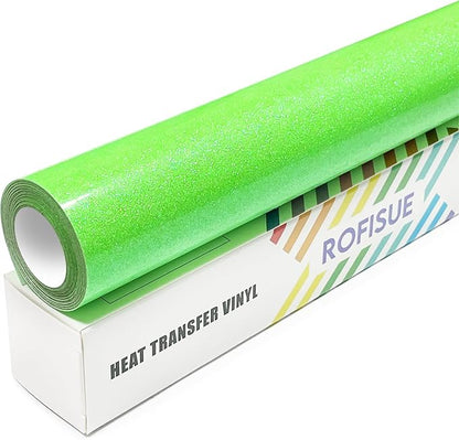 Fluorescent Green Glitter HTV Heat Transfer Vinyl 12" x6FT Glitter Vinyl by Unknown