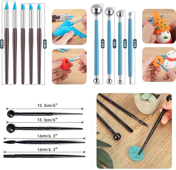 Clay Tools 40PCS Pottery Tools Clay Sculpting Tools Polymer Clay Tools Kit - Image 6