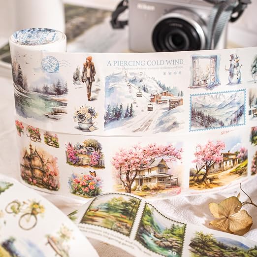 6 Rolls Seasonal Landscape Washi Tape Set, Nature-Inspired Stickers - Image 3