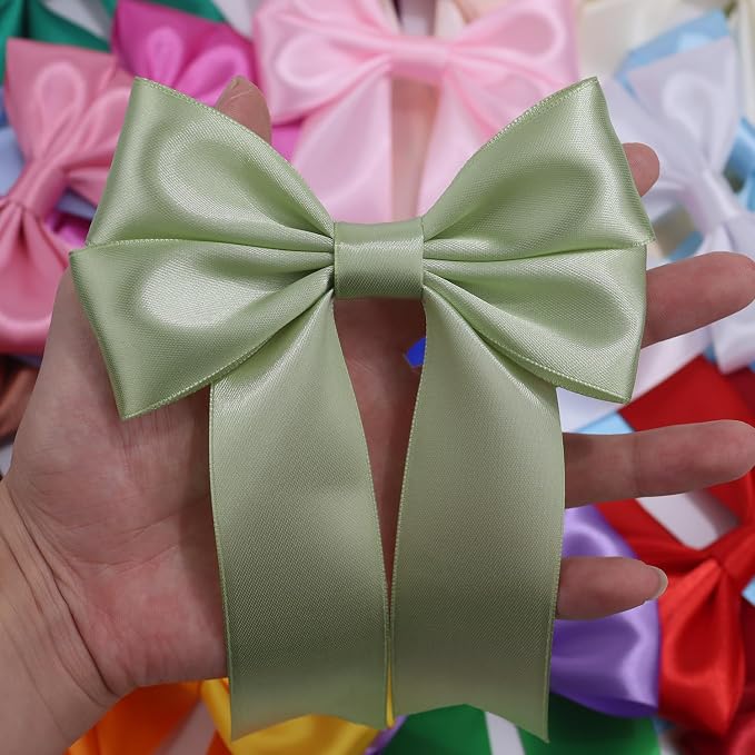 Pale Green Solid Satin Ribbon 1-1/2 Inch 25 Yards Solid Polyester Fabric Ribbon - Image 7