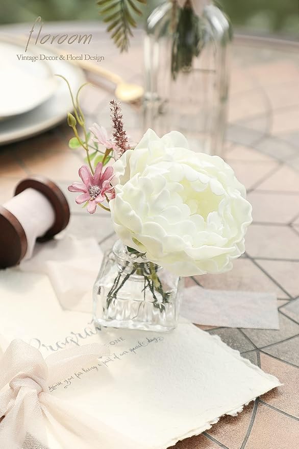 Floroom Artificial Flowers 16pcs 4" Ivory Blooming Peonies Real Looking Foam - Image 4