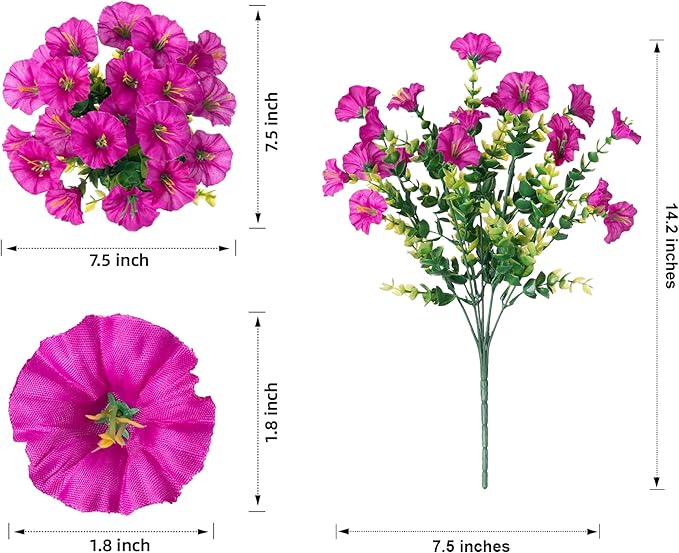 Artificial Flowers Fake Plants for Outdoors Decoration, 12 Bundles Silk Morning - Image 6