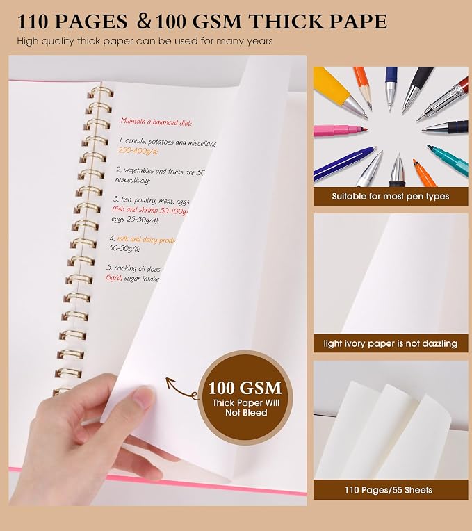 Blank Spiral Notebook Journal 8.5” x 11”, A4 Large Pink Sketch Book - Image 4