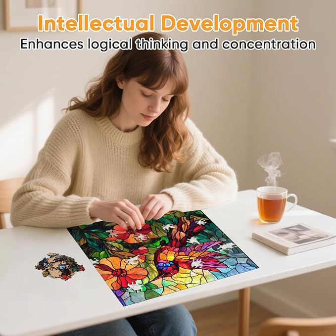 Wooden Puzzles for Adults, Stained Glass Puzzles 499 Pieces, Unique Shaped - Image 6