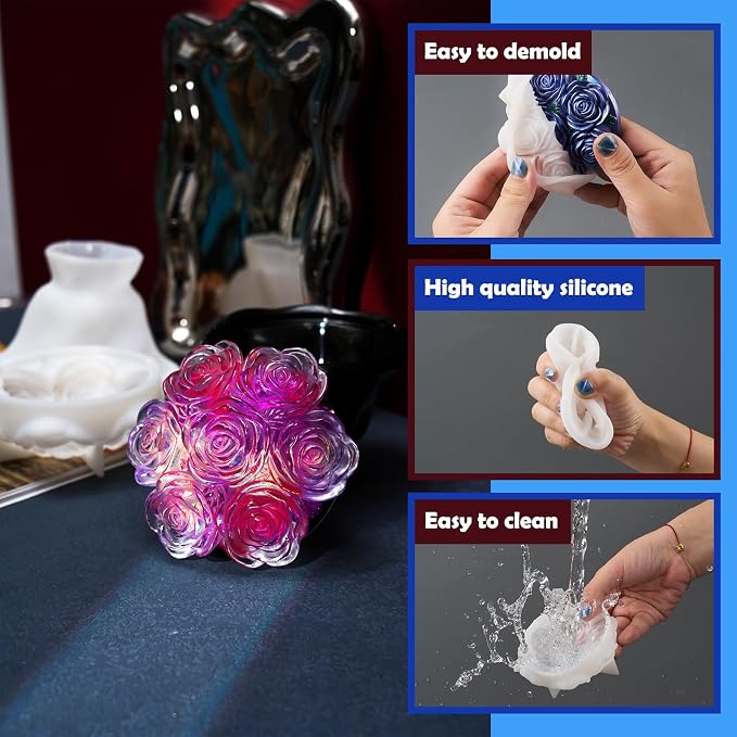 Epoxy Resin Storage Box Silicone Molds A Bouquet of Roses Jar - Image 5