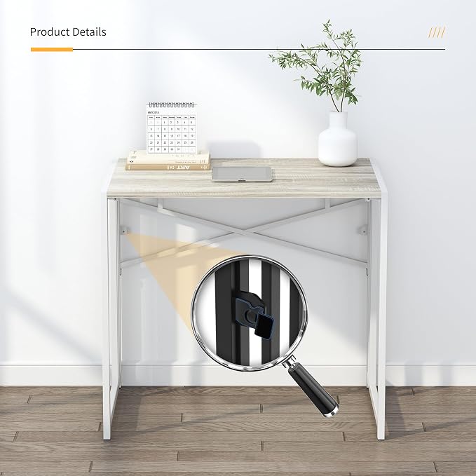 Small Folding Desk 32 inch, No Assembly Required Small Office Desk, Writing - Image 9