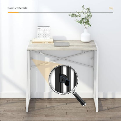 Small Folding Desk 32 inch, No Assembly Required Small Office Desk, Writing - Image 9