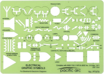 Pacific Arc Template: Electrical Graphic Symbols, 117 Openings 5" x 7" by PacificArc