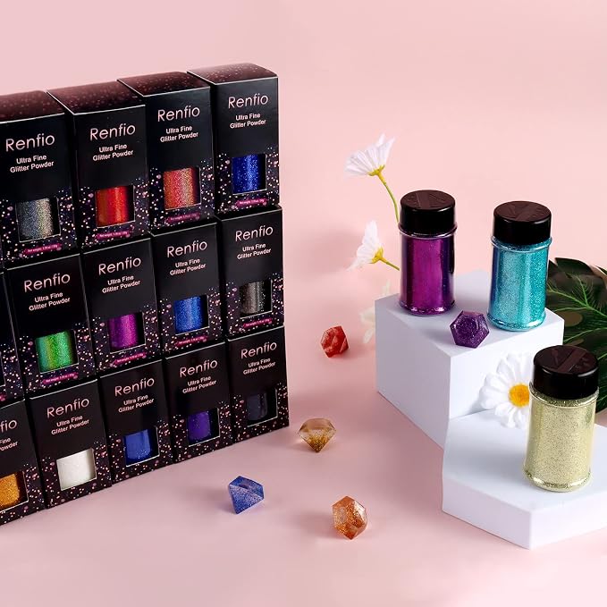 Renfio Ultra Fine Glitter Powder Metallic Resin Glitter 2.11 Oz PET Flakes - Image 6