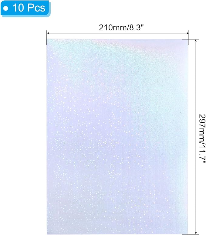 PATIKIL 11.7x8.3" Holographic Sticker Paper, 10Sheets A4 Polypropylene - Image 2
