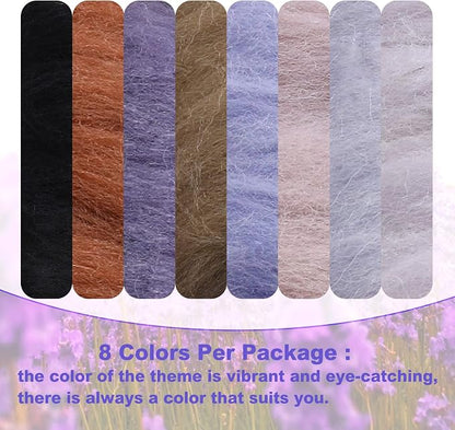 WONVOC Needle Felting Wool 80g, Wool Roving, 8 Colors, - Image 3