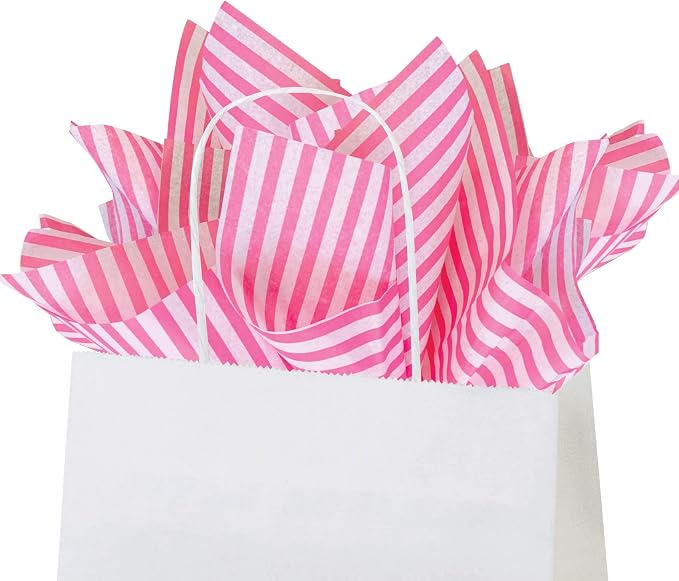 Flexicore Packaging Hot Pink Pin Stripe Print Gift Wrap Tissue Paper Size: 15 - Image 4