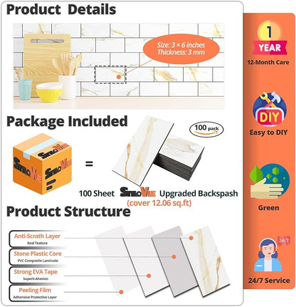 100 Pieces Peel and Stick Backsplash - Image 4