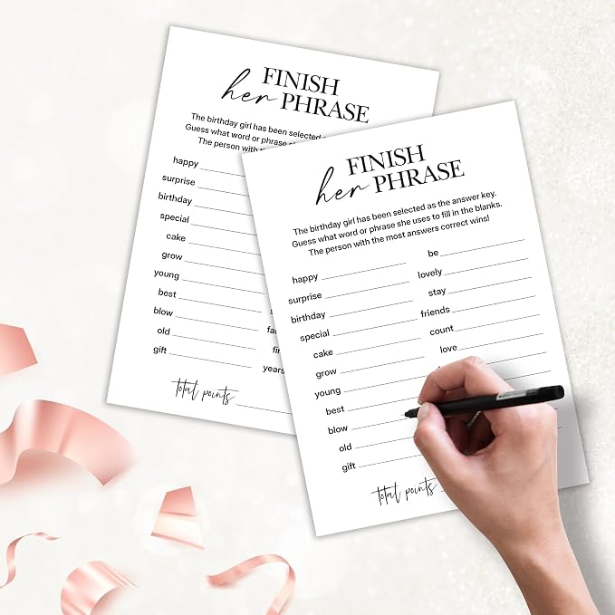 Birthday Party Games, Finish Her Phrase, Fun Birthday Game - Image 3