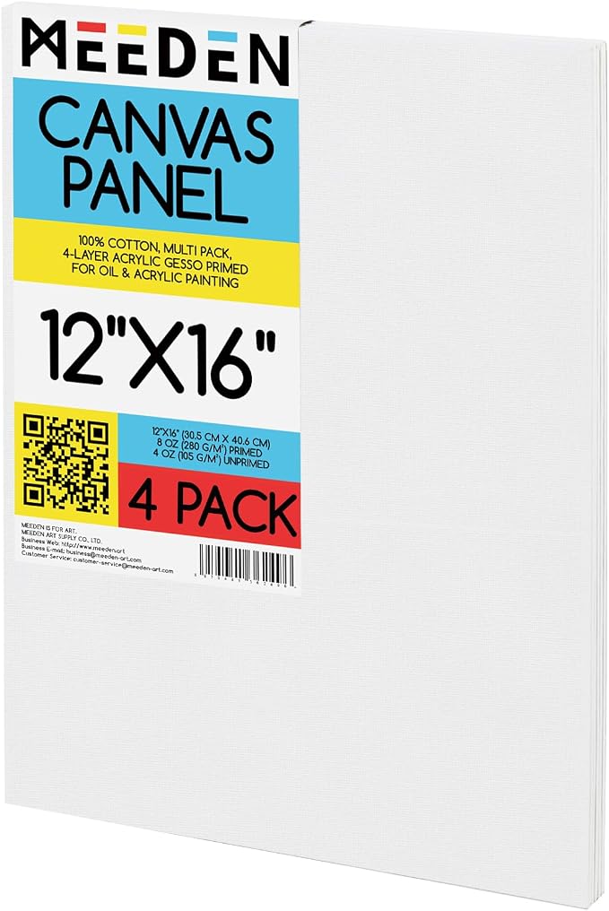 MEEDEN 4-Pack 100% Cotton Canvas Boards by MEEDEN