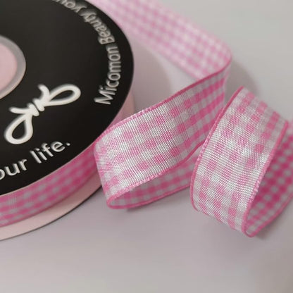 Pink Gingham Plaid Checked Ribbon 25 Yards Each Roll 100% Polyester - Image 5