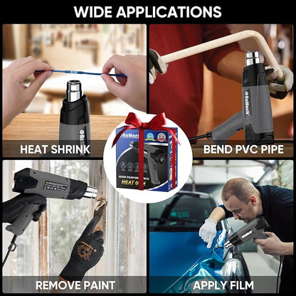 ROMECH 1500W Heavy Duty Heat Gun, Variable Temperature Control Hot Air Gun Kit - Image 5