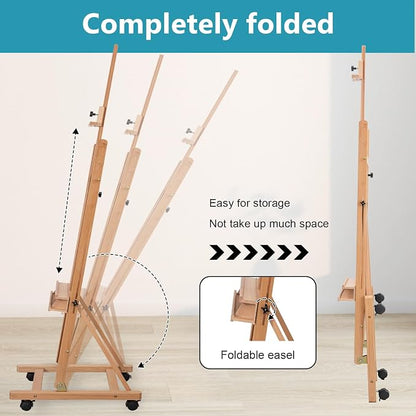 H-Frame Studio Easel, Beechwood Artist Easel - Image 3