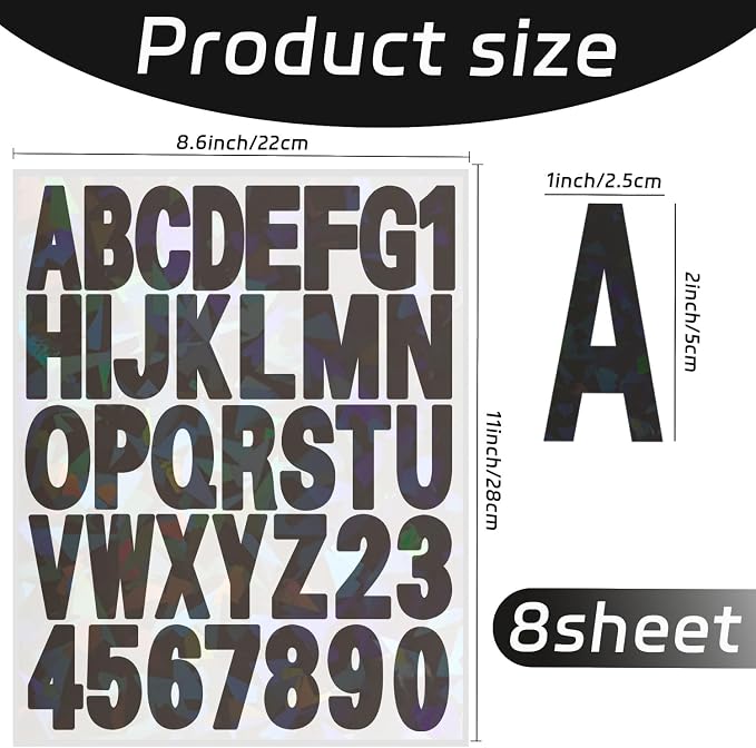 Starboling Letter Stickers, 2 inch 8 Sheets Black Alphabet Sticker, Self - Image 2