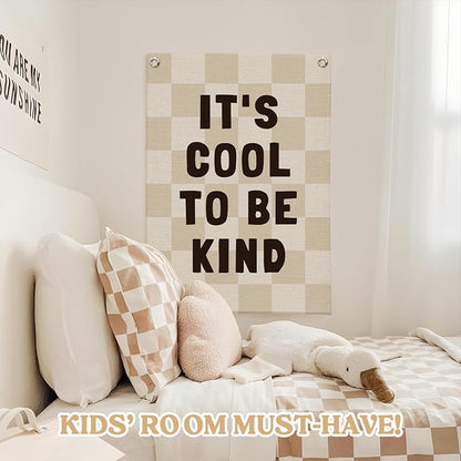 Kids Room Decor Linen Canvas Banner, It's Cool to Be Kind, Baby Nursery Decor - Image 5