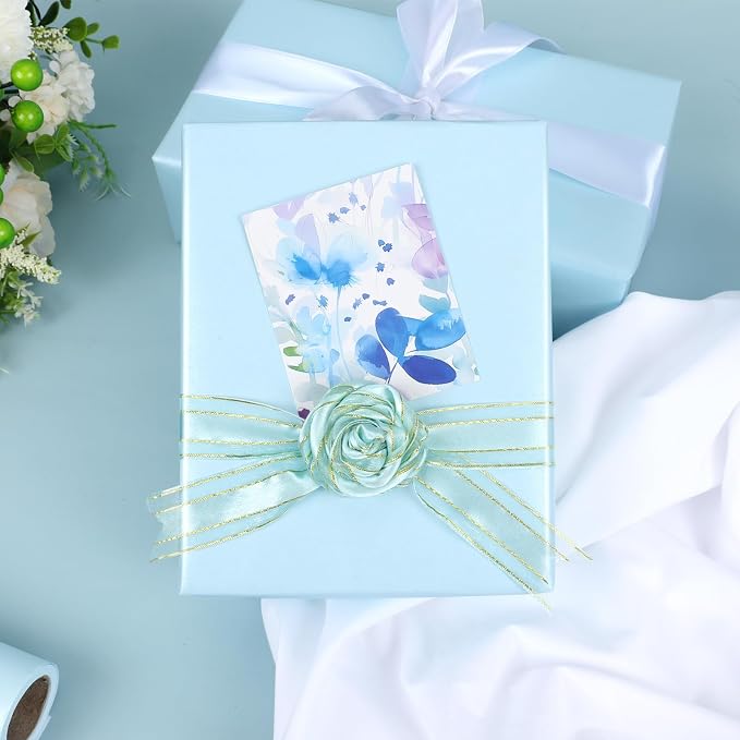 NESCCI Sky Blue Matte Wrapping Paper, Solid Color Pearly-Lustre Paper, Gift - Image 4