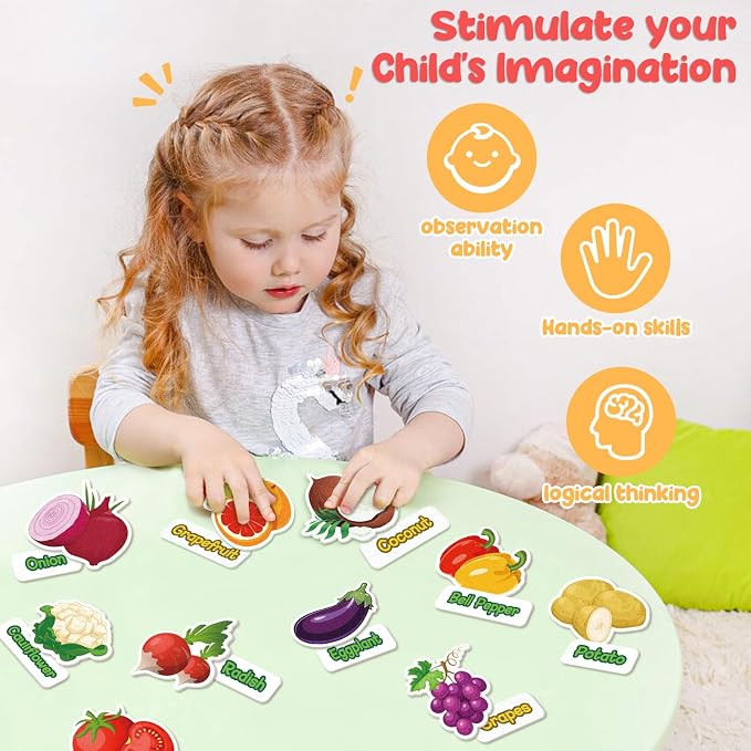 Kids Felt Board Set with 90 Fruits & Vegetables Pieces - Image 5
