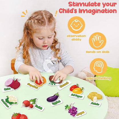 Kids Felt Board Set with 90 Fruits & Vegetables Pieces - Image 5