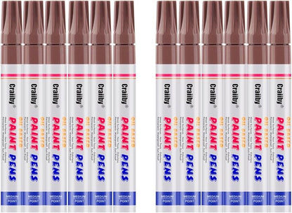 Brown Paint Markers, 12 Pack Oil-Based Waterproof Quick Dry Permanent Paint Pen by Craiiby