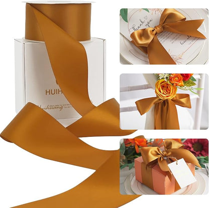HUIHUANG Copper Satin Ribbon 2 Inch Wide Double Face by HUIHUANG