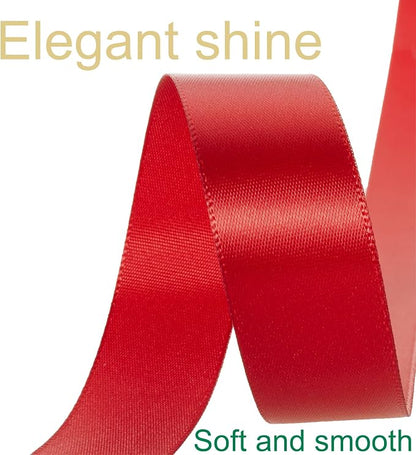 1 Inch Red Ribbon, 50 Yards Craft Polyester Satin Ribbon Perfect - Image 3