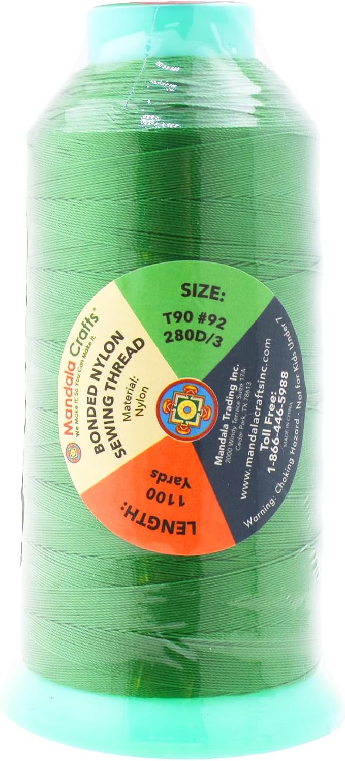 Mandala Crafts Bonded Nylon Thread Green Heavy Duty Sewing Threads - Image 3