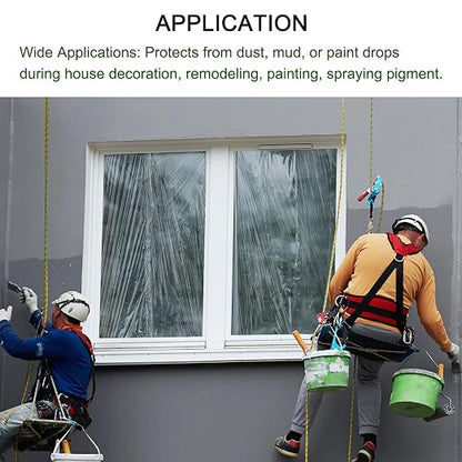 uxcell Pre-Taped Masking Film, 3.6ft x 82ft Plastic Paint Drop Cloth - Image 6