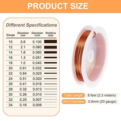 HARFINGTON 8ft Jewelry Wire, 20 Gauge Brass Craft Soft Metal Tarnish Resistant - Image 2