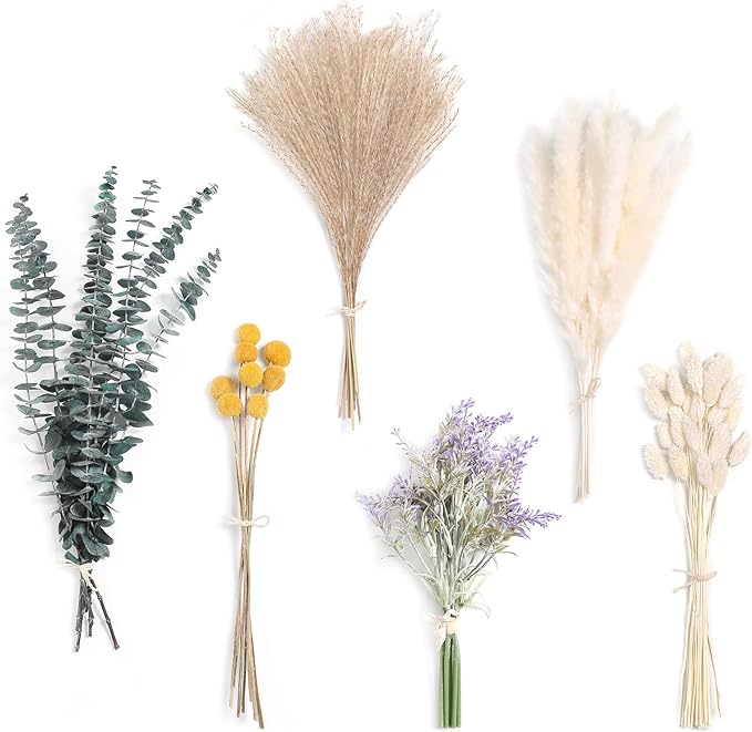 Serra Flora Natural Dried Pampas Eucalyptus Rabbit Tail Grass, by SerraFlora