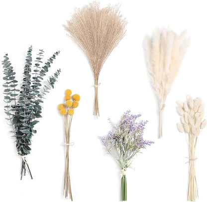 Serra Flora Natural Dried Pampas Eucalyptus Rabbit Tail Grass, by SerraFlora