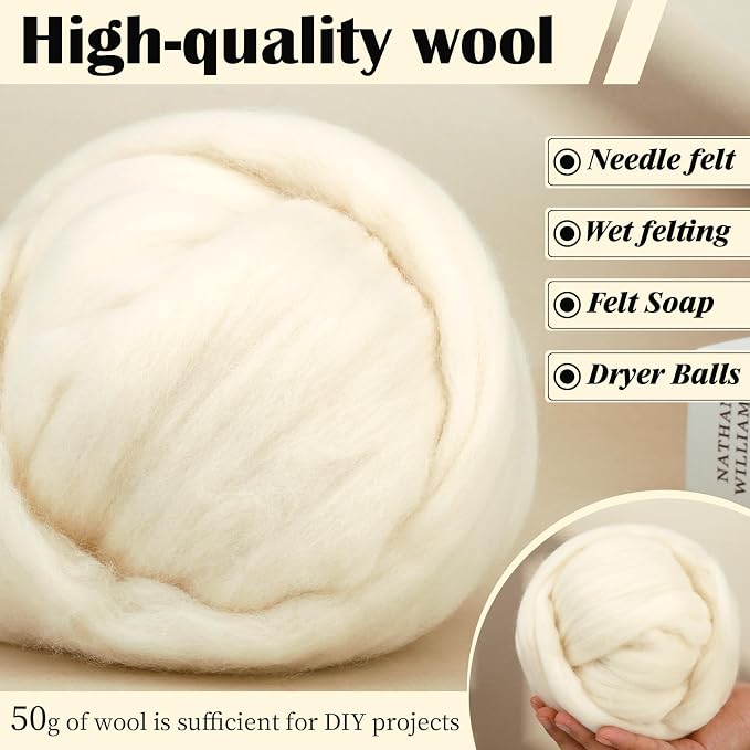 Mayboos Wool Roving Yarn, 1.76oz Colored Natural Wool Roving, Wool Felting - Image 5