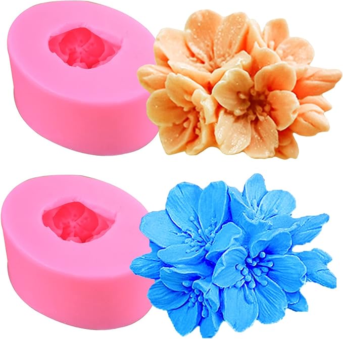 2PCS Blossom Flower Mold Silicone Flower Molds Fondant Chocolate Candy Cake by Wehous