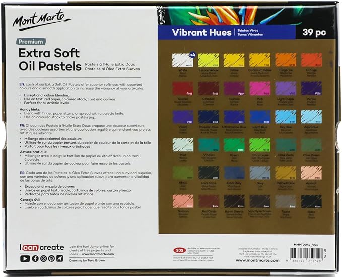 Mont Marte Extra Soft Oil Pastels 39pc, Vibrant and Buttery, Versatile Art - Image 6