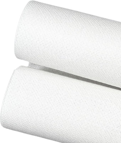 2 Sheets of White 14 Count Aida Cloth – 21 x 21 Inch Pre-Cut Fabric Squares – by Unknown