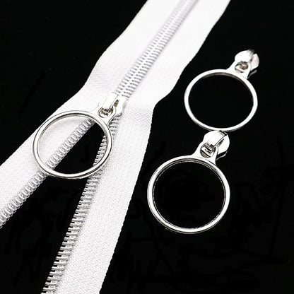 Leekayer #5 Silver Metallic Nylon Coil Zippers by The Yard Bulk 10 Yards White - Image 3