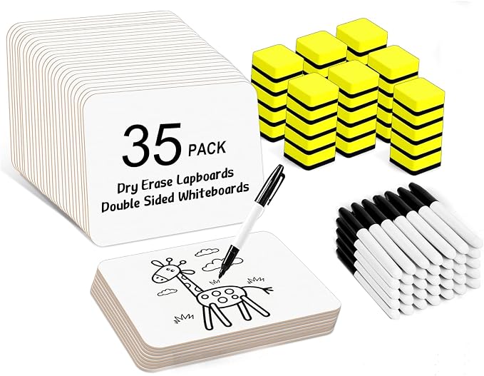 Dry Erase Lapboards, HERKKA 35 Pack Double Sided Dry Erase Lap Boards 9 x 12.5 by HERKKA