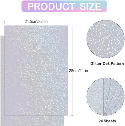 Holographic Sticker Paper, 24 Sheets Transparent Holographic Laminate Vinyl - Image 2