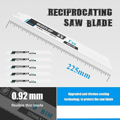 5 Pack 9 inch Reciprocating Saw Blades Set, 14 TPI High Carbon Saw Blades - Image 2