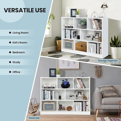 Giantex 8 Cube Bookcase, Freestanding 3-Tier Open Bookshelf, Modern Storage - Image 5