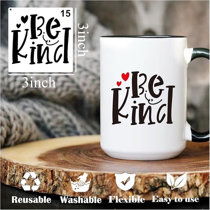 65Pcs Small Stencils for Painting on Wood Reusable, 3 Inch Reusable Stencil for - Image 4